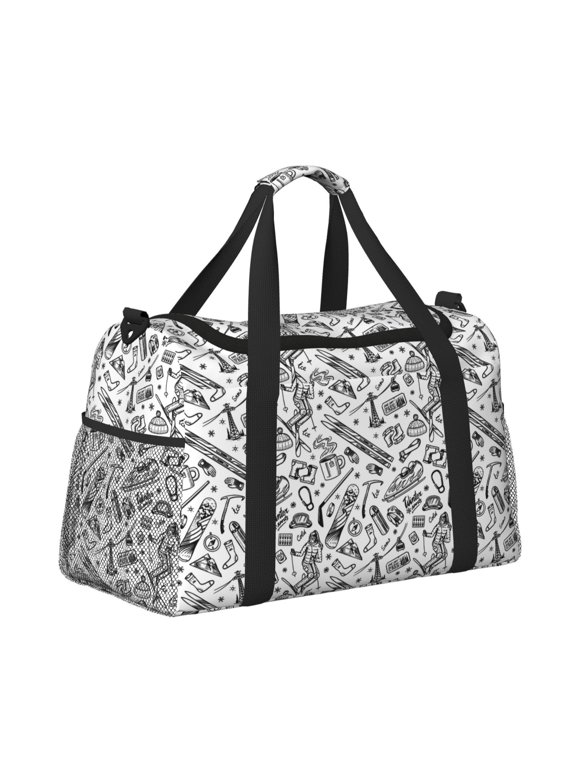 winter Ski Element Pattern Hand Travel Bag, Weekender Carry On for Women Men, Sports Gym Bag, Workout Duffel Bag, Overnight Shoulder Bag fit 15.6 Inch Laptop