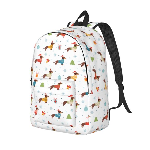 Ratiio winter Snowflake Dachshund Print Canvas Backpack for Women & Men Retro Aesthetic Rucksack Basic Backpack for High School/College Students Travel Laptop Bag