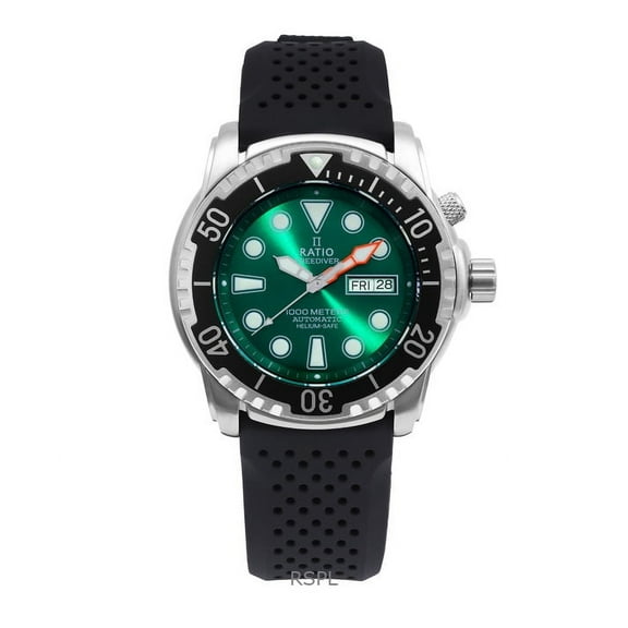 Ratio 1068HA90-34VA-GRN FreeDiver Helium-Safe 1000M Automatic Mens Watch, White