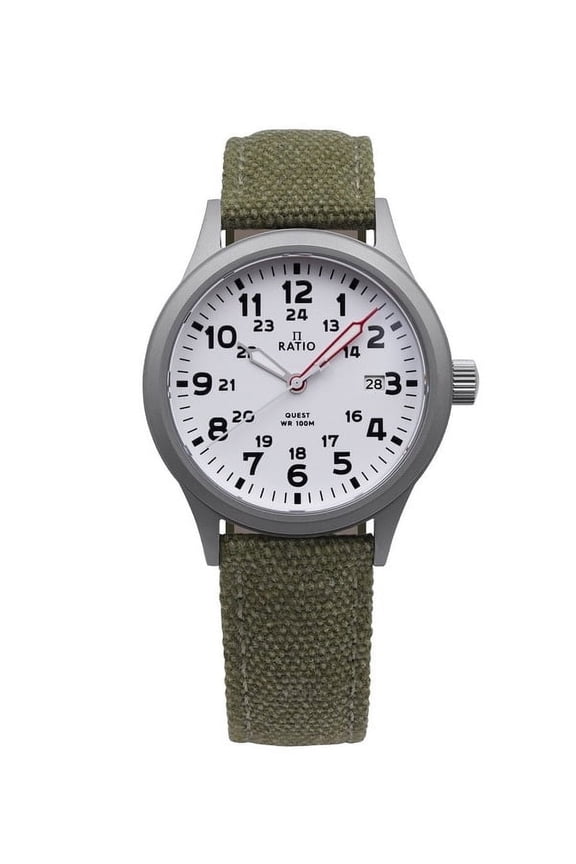 Quest Men's Field Watch Sapphire Canvas Strap Quartz RTQ027 100M Lewis And Clark Edition