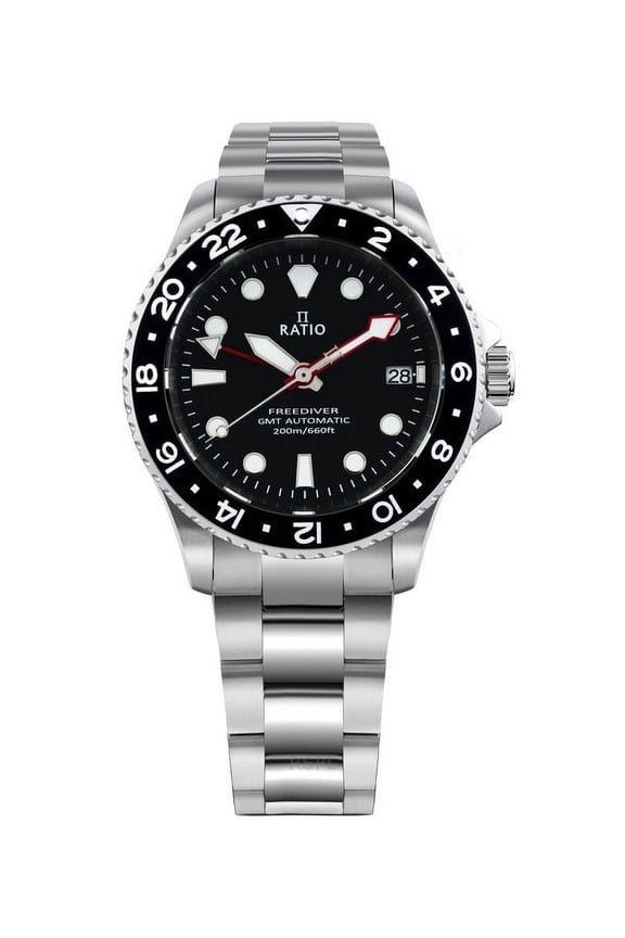 FreeDiver GMT Series Sapphire Stainless Steel Black Dial Automatic RTF051 200M Men's Watch