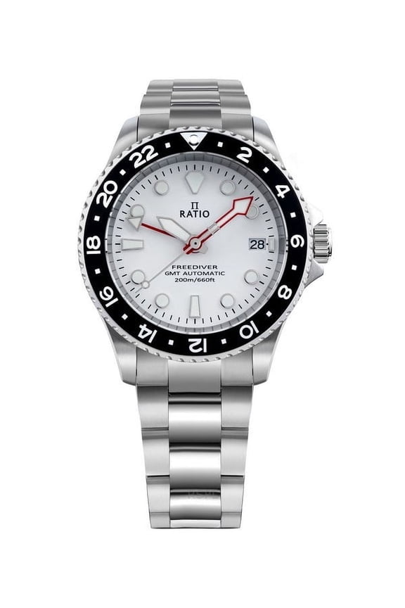 FreeDiver GMT Series Sapphire Stainless Steel White Dial Automatic RTF057 200M Men's Watch