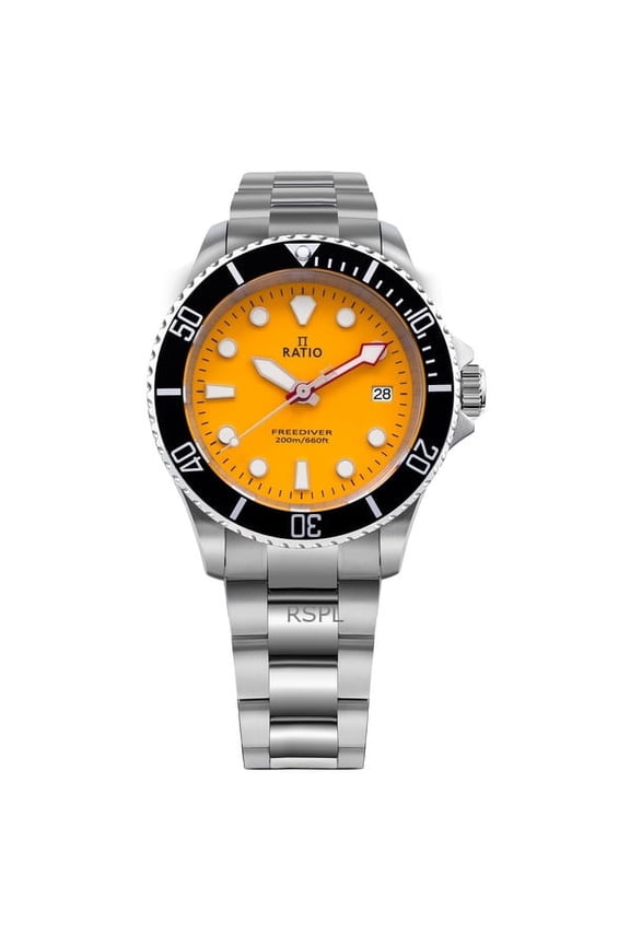 FreeDiver Sapphire Stainless Steel Yellow Dial Quartz RTF034 200M Men's Watch