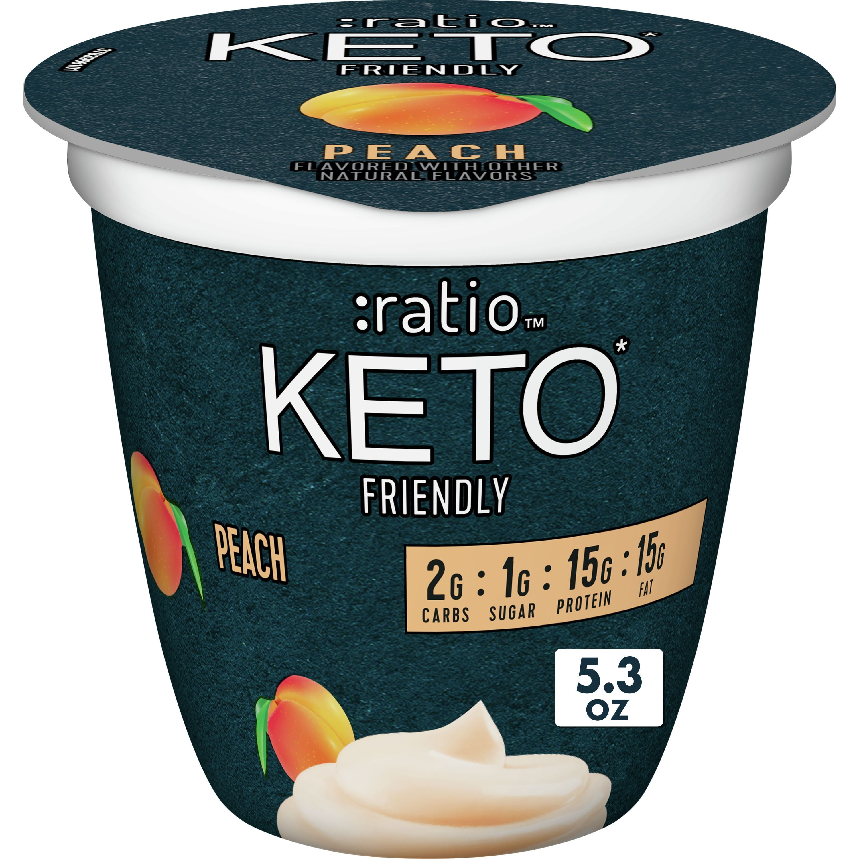 Ratio Keto Friendly Peach Yogurt Cultured Dairy Snack Cup, 5.3 OZ