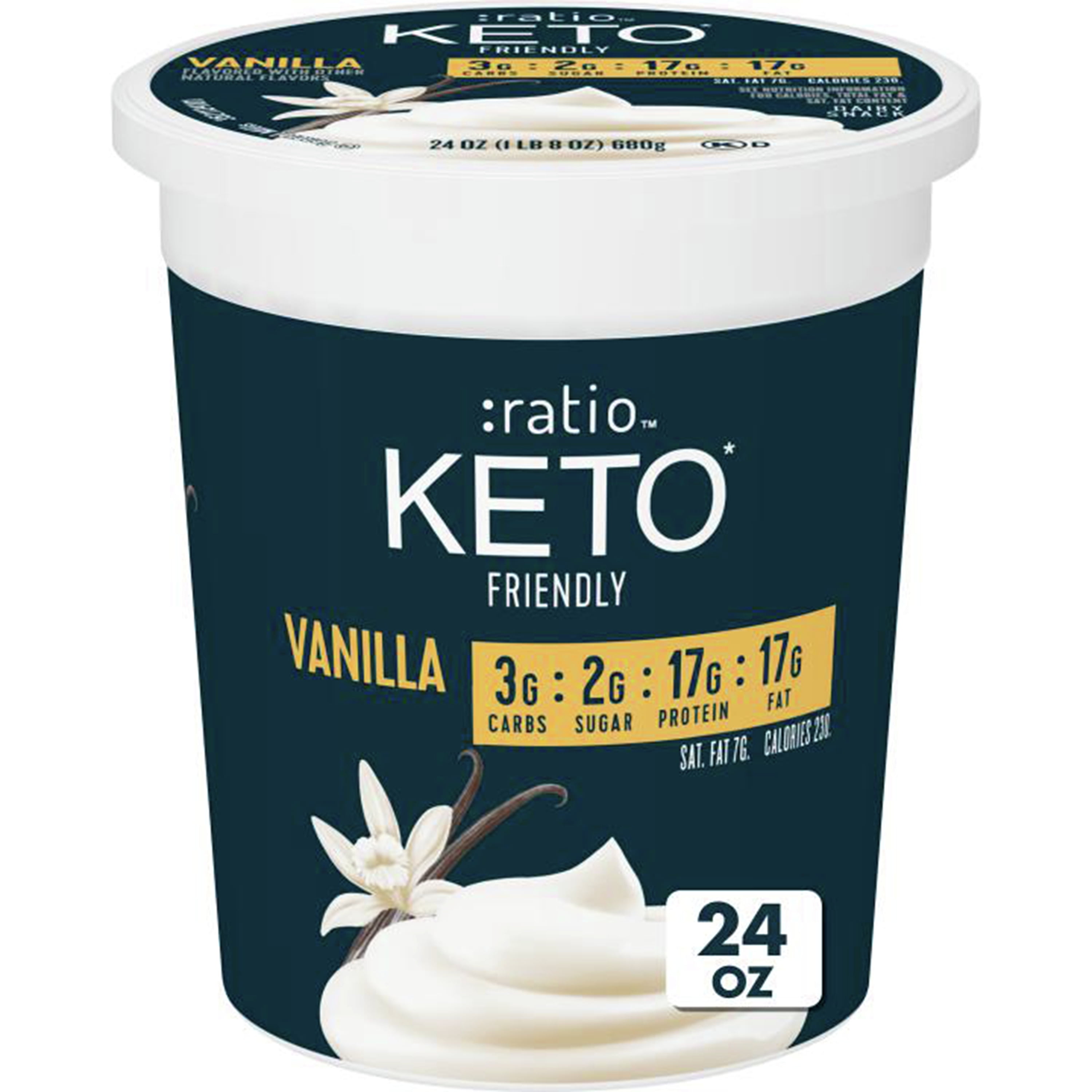 Ratio Keto Friendly Vanilla Yogurt Cultured Dairy Snack, 24 oz Tub