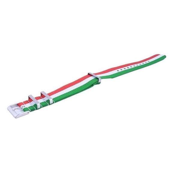 Ratio NATO23 22 mm Men Italy National Flag Pattern Polyester Strap, Black