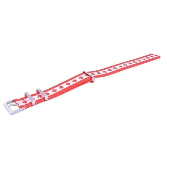 Ratio NATO34 22 mm Men Canada National Flag Pattern Polyester Strap, White