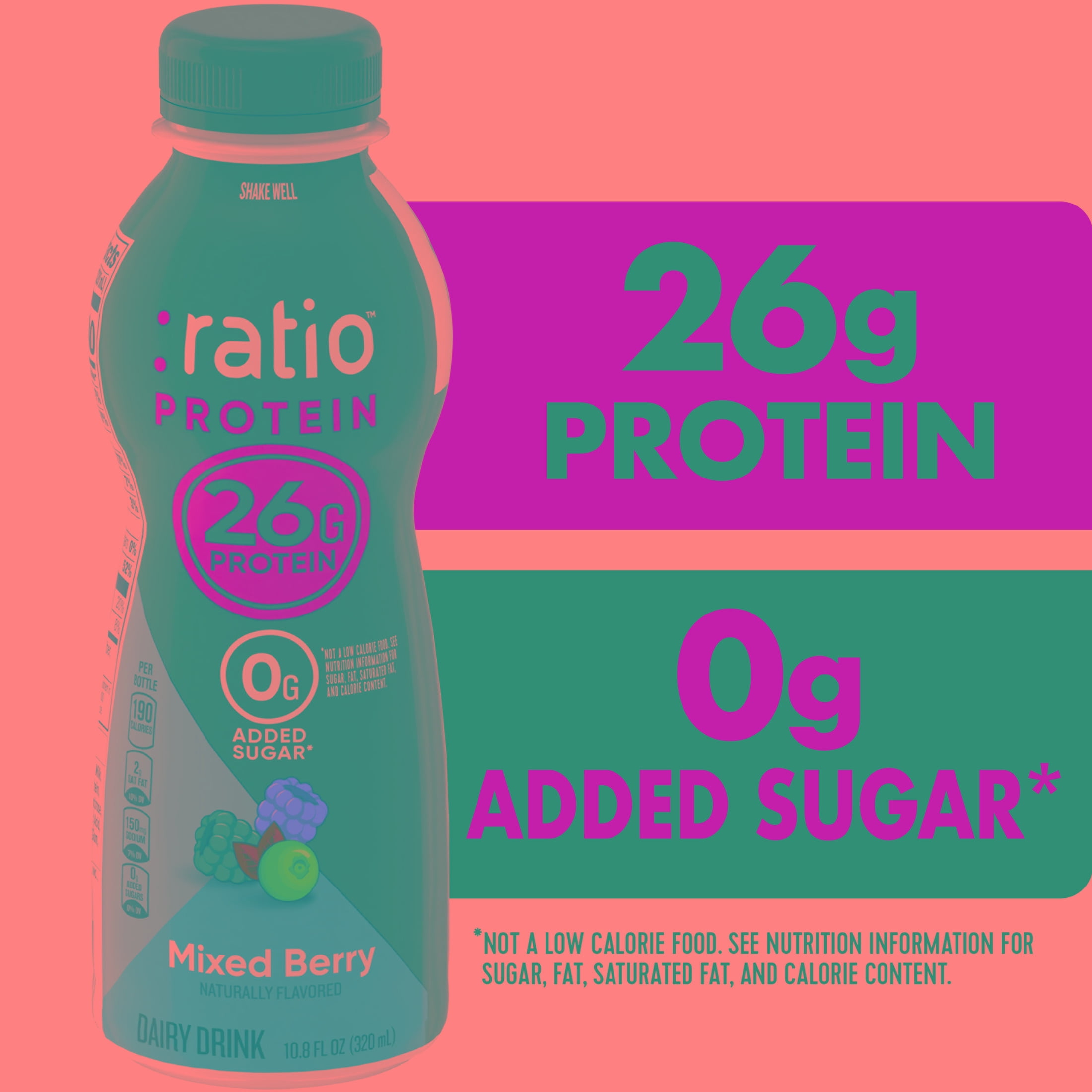 Ratio Protein Dairy Drink, Mixed Berry, 26g Protein, 10.8 fl oz