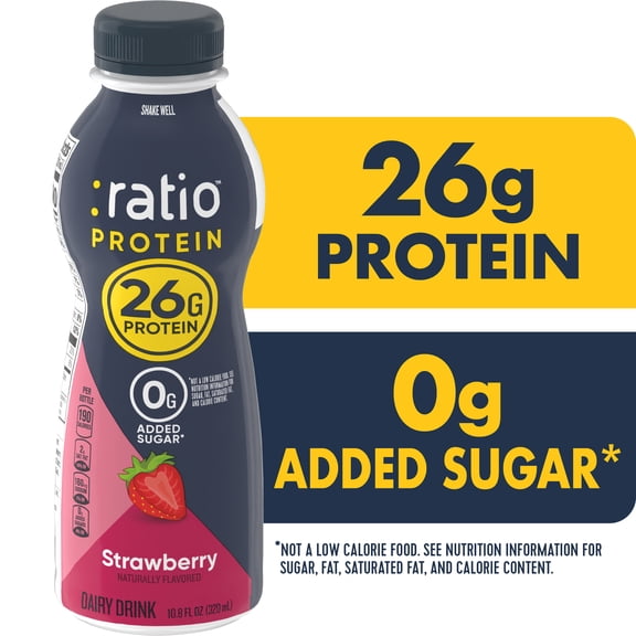 Ratio Protein Dairy Drink, Strawberry, 26g Protein, 10.8 fl oz