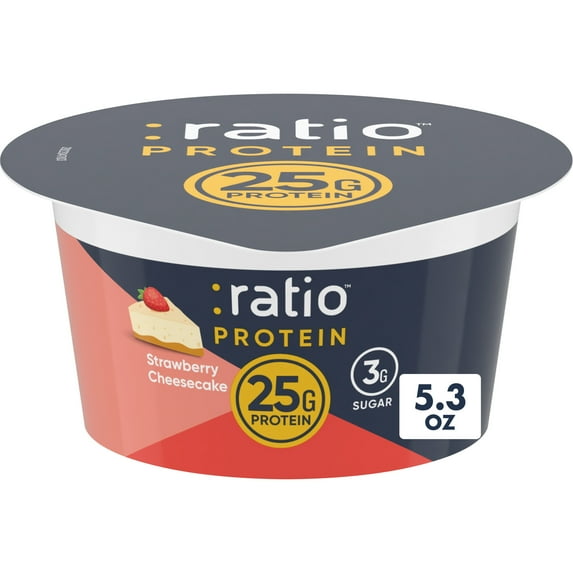 Ratio Protein Yogurt Cultured Dairy Snack, Strawberry Cheesecake, 25g Protein, 5.3 oz