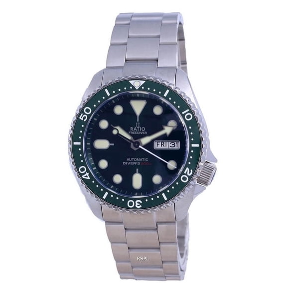 Ratio FreeDiver Green Dial Sapphire Crystal Stainless Steel Automatic RTA105 200M Men's Watch