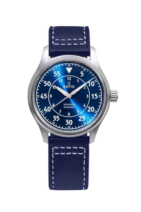 Skysurfer Pilot Blue Sunray Dial Leather Automatic RTS318 200M Men's Watch