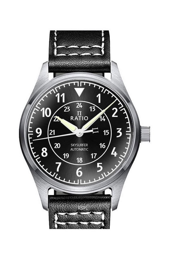 Skysurfer Pilot Black Sunray Dial Leather Automatic RTS314 200M Men's Watch