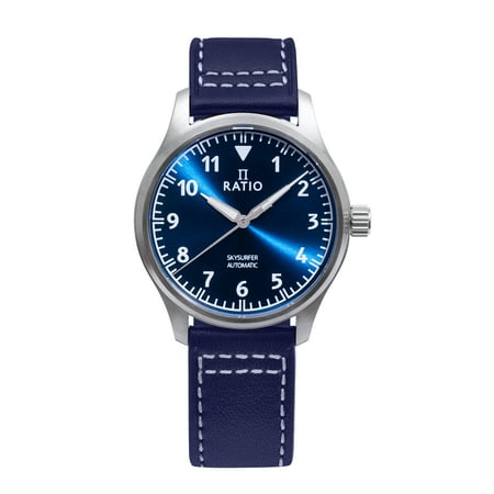 Ratio Skysurfer Pilot Blue Sunray Dial Leather Automatic RTS302 200M Men's Watch