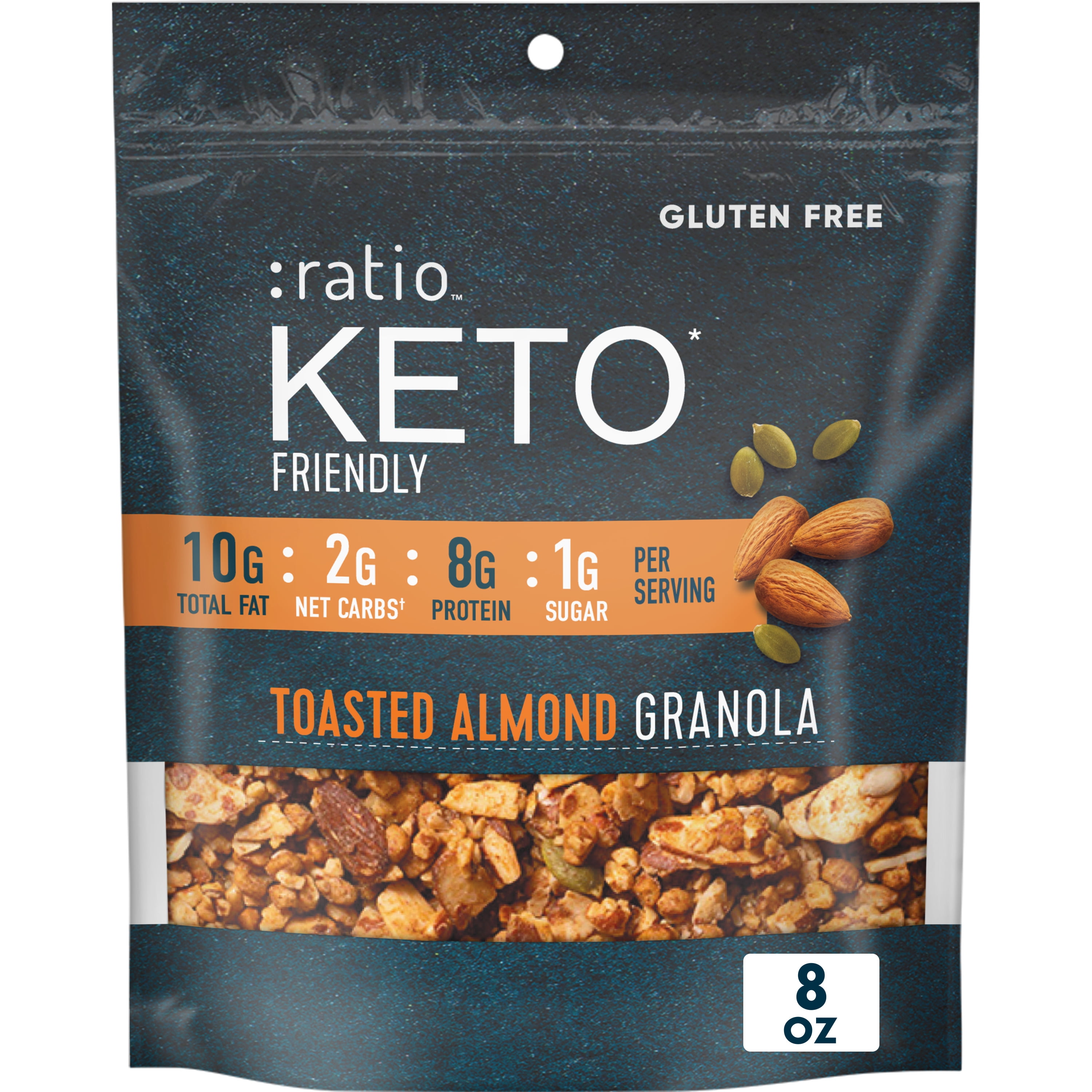 Ratio Toasted Almond Granola Cereal, 2g Sugar, Keto Friendly, 8 OZ