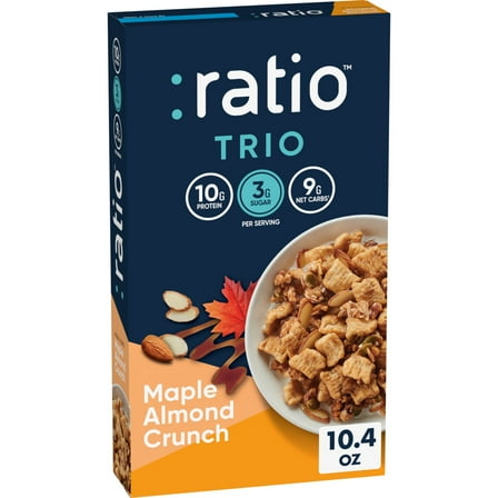 Ratio Trio Maple Almond Crunch Cereal, 10g Protein, Keto Friendly, 10.4 oz