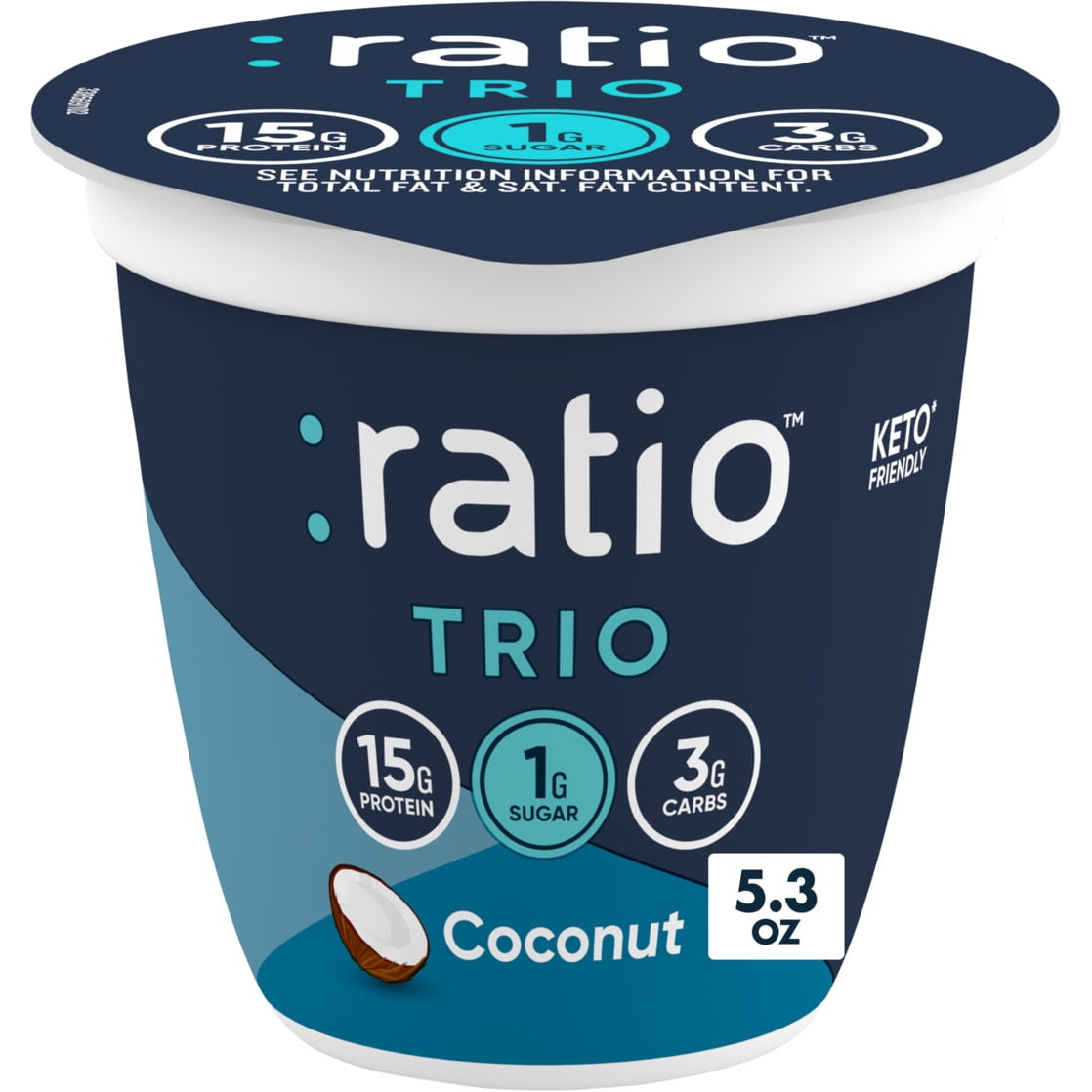 Ratio Trio Yogurt Cultured Dairy Snack, Coconut, 1g Sugar, Keto Yogurt Alternative, 5.3 oz