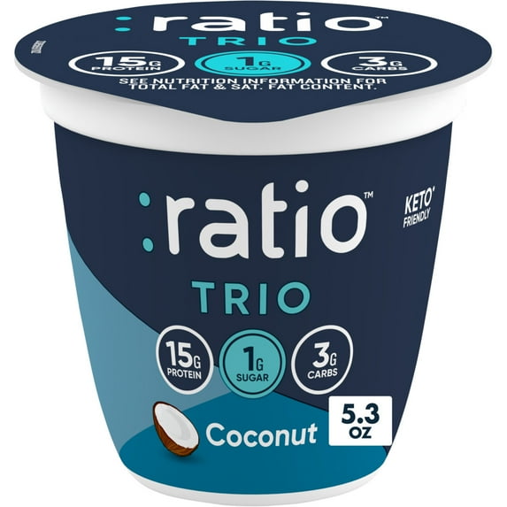 Ratio Trio Yogurt Cultured Dairy Snack, Coconut, 1g Sugar, Keto Yogurt Alternative, 5.3 oz