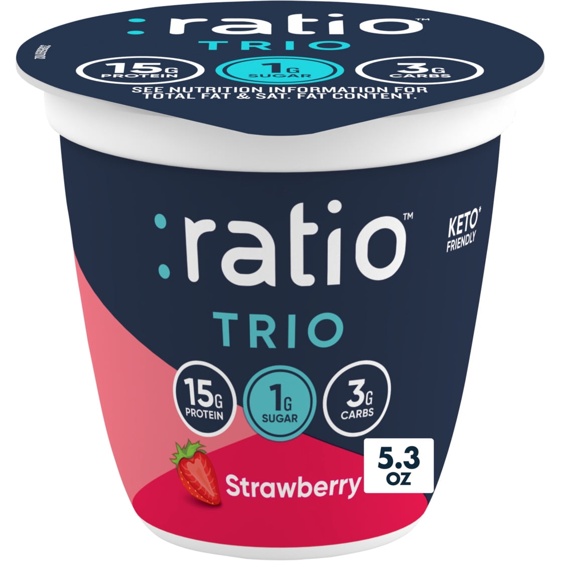 Ratio Trio Yogurt Cultured Dairy Snack, Strawberry, 1g Sugar, Keto Friendly, 5.3 oz