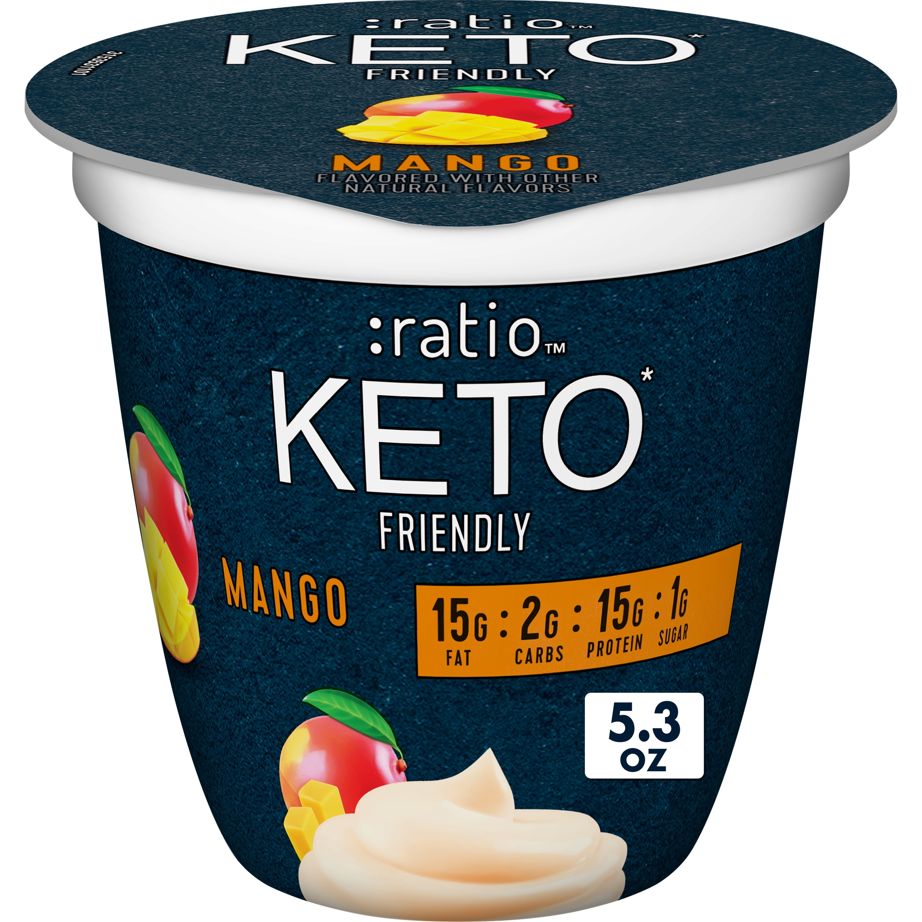 Ratio Yogurt Cultured Dairy Snack, Mango, 1g Sugar, Keto Yogurt