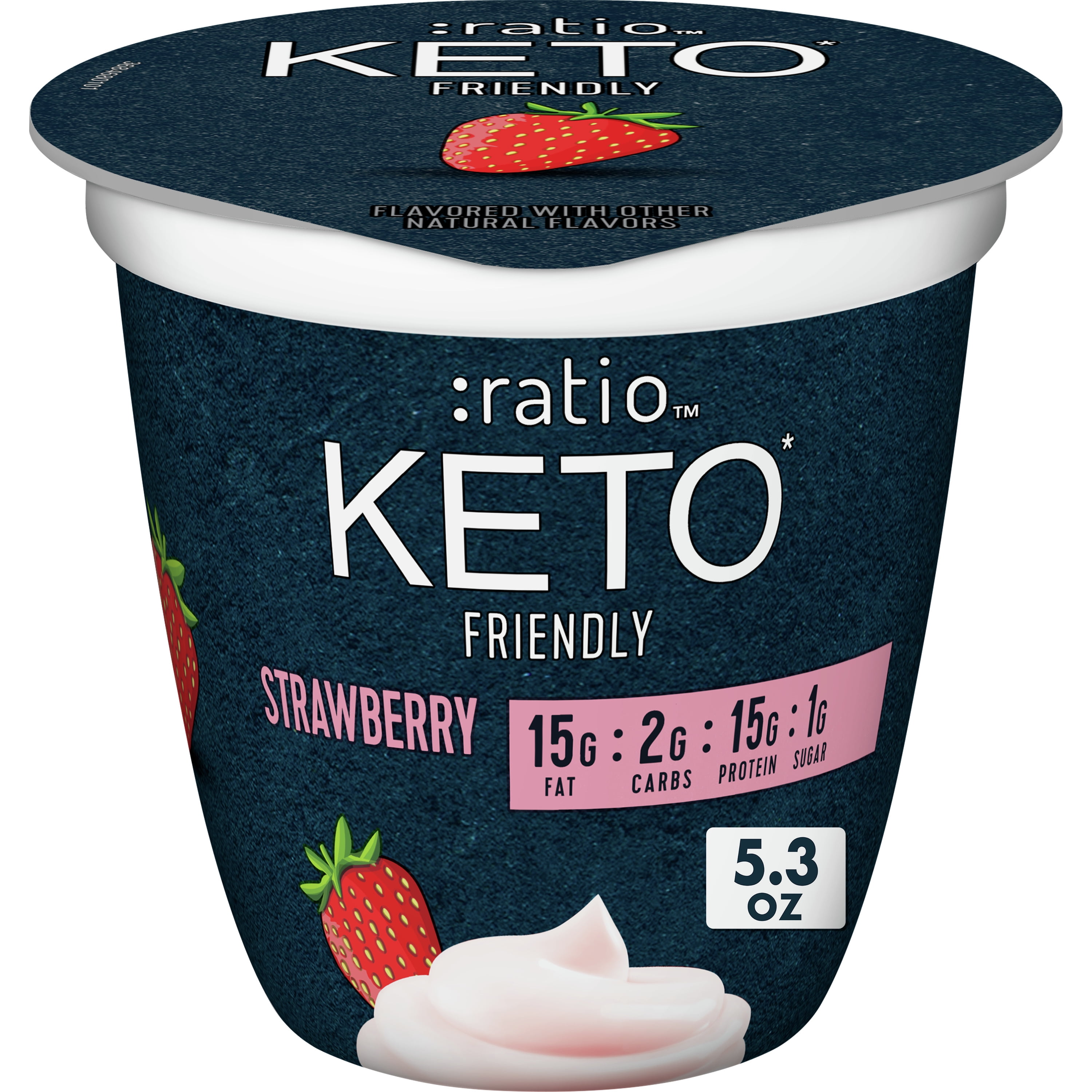 Ratio Yogurt Cultured Dairy Snack, Strawberry, 1g Sugar, Keto Yogurt