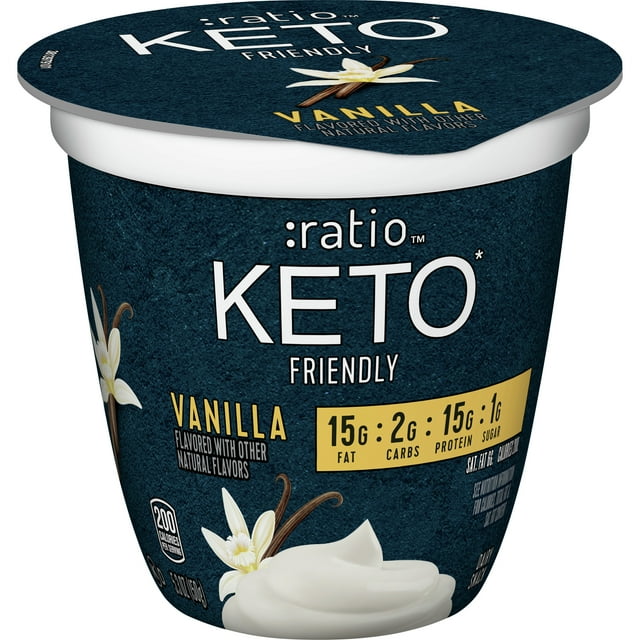 Ratio Yogurt Cultured Dairy Snack, Vanilla, 1g Sugar, Keto Yogurt