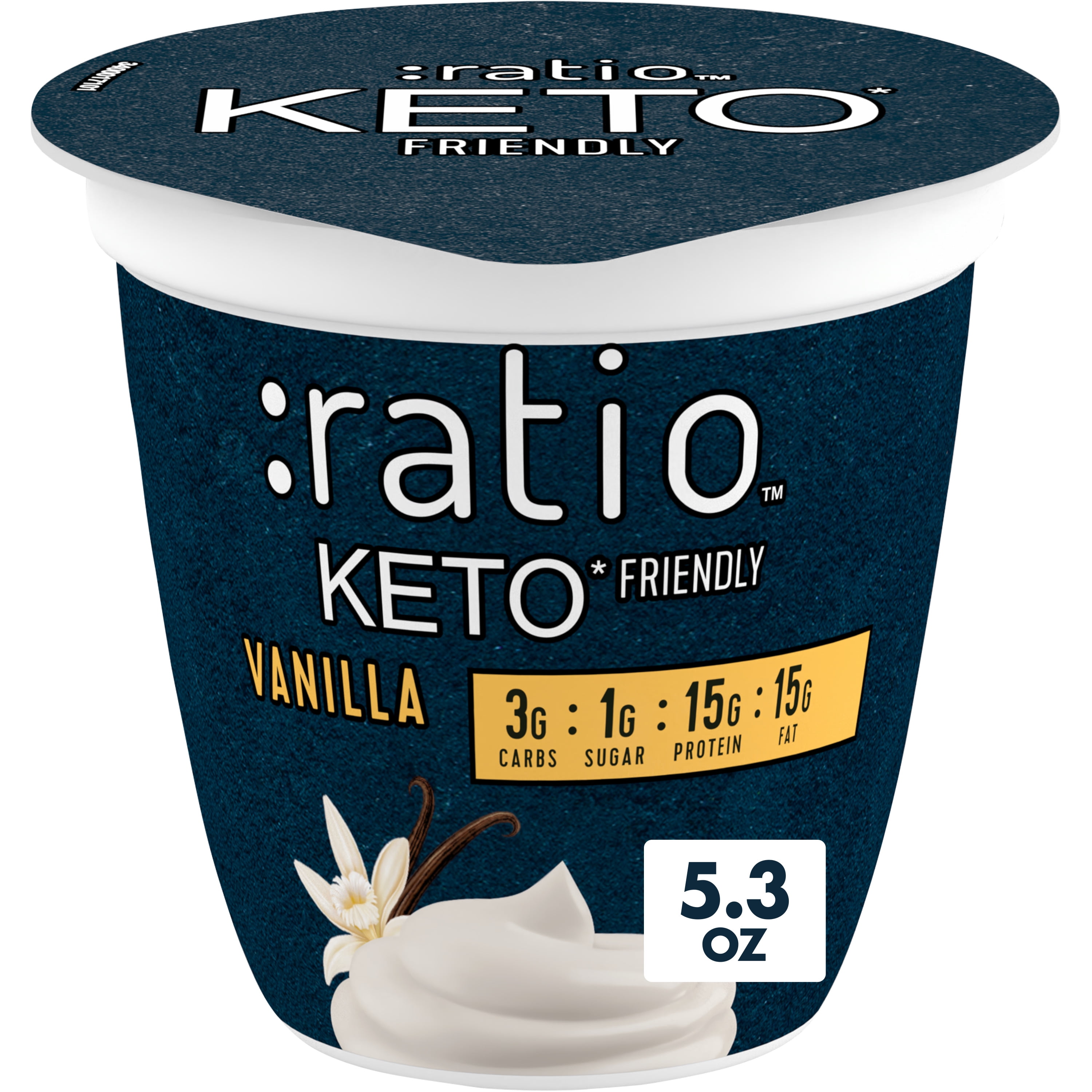 Ratio Yogurt Cultured Dairy Snack, Vanilla, 1g Sugar, Keto Yogurt