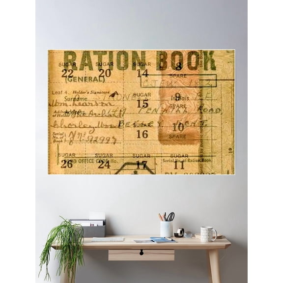 Ration Booklet Collage World War Ii Poster Wall Art Modern Wall Decor For Living Room Bedroom