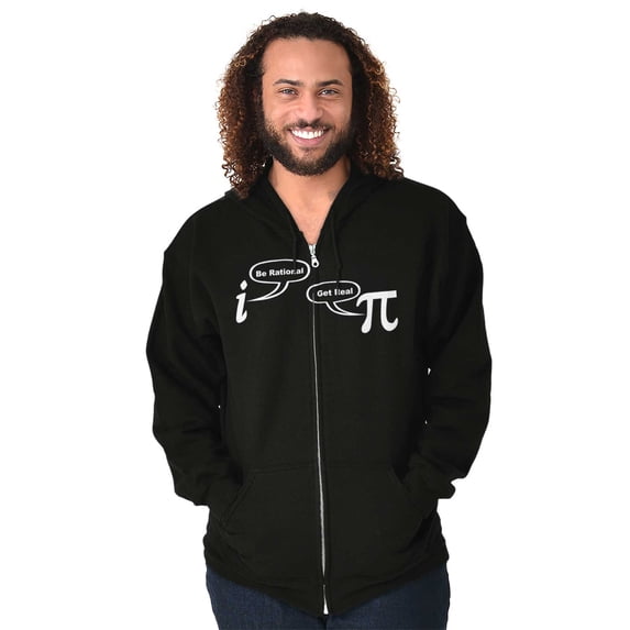 Rational Real Pi Pie Number Math Nerd Unisex Fleece Graphic Zip Up Hoodie Brisco Brands 2X