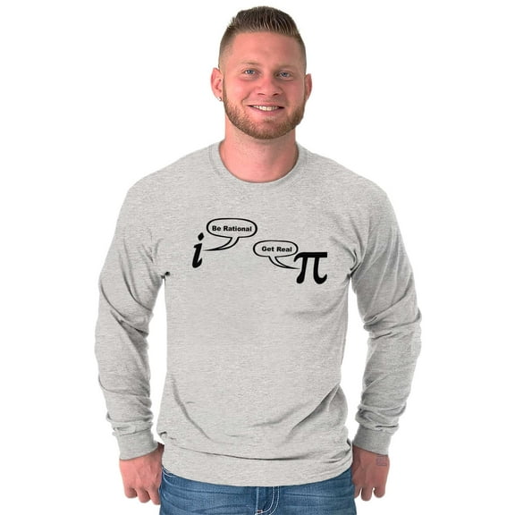 Rational Real Pi Pie Number Math Nerd Plus Size Long Sleeve Graphic Tee Shirt Brisco Brands 3X