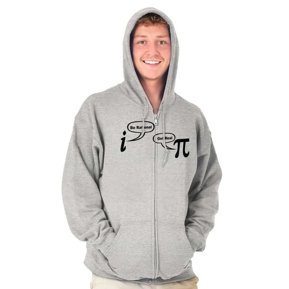 Rational Real Pi Pie Number Math Nerd Zip Up Hoodie Men's Women's Brisco Brands L