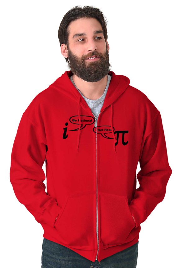 Rational Real Pi Pie Number Math Nerd Zip Up Hoodie Men's Women's Brisco Brands L