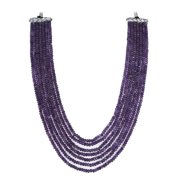 Ratnavali Jewels Amethyst color 7 Line Quartz Beads Strand Jewelry Necklace Women