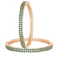 thumbnail image 1 of Ratnavali Jewels CZ Zirconia Gold Sleek Designer Green Solitaire Bracelet Bollywood Wedding Bangle Jewelry Women, 1 of 6