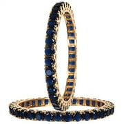 Ratnavali Jewels CZ Zirconia Gold Tone Blue Diamond Elegant Bollywood Indian Bangles Jewelry Women