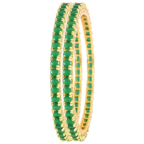 Ratnavali Jewels CZ Zirconia Gold Tone Green Bollywood Wedding Indian Bangles Jewelry Women