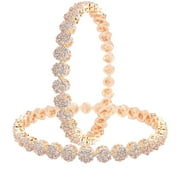 Ratnavali Jewels CZ Zirconia Gold Tone White Diamond Elegant Bollywood Wedding Bangles Jewelry Women