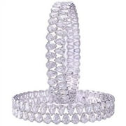 Ratnavali Jewels CZ Zirconia Silver Tone White Diamond Elegant Bollywood Indian Bangles Jewelry Women