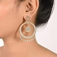 thumbnail image 1 of Ratnavali Jewels Cubic Zirconia White Diamond Gold Plated Indian Bollywood Chandbali Earrings for Women, 1 of 4