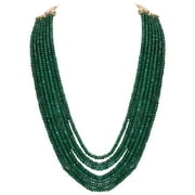 Ratnavali Jewels Green color 7 Line Quartz Beads Strand Jewelry Necklace Women