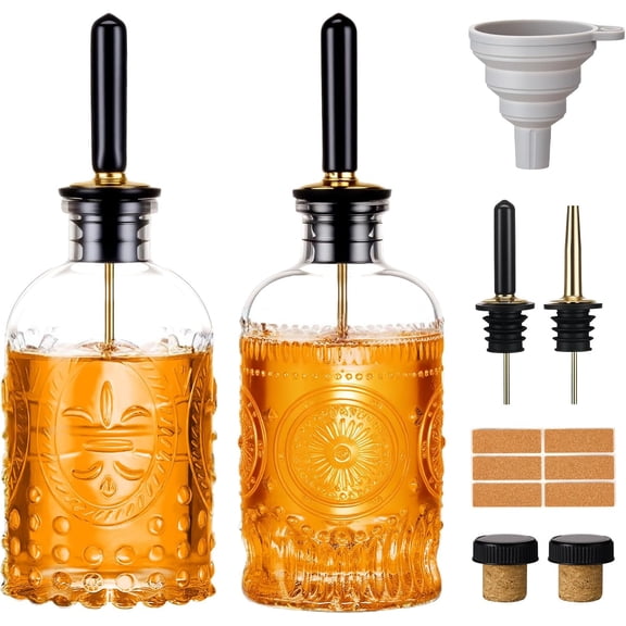 Ratrabas 2 Pack Glass Coffee Syrup Dispenser Bottles Set
