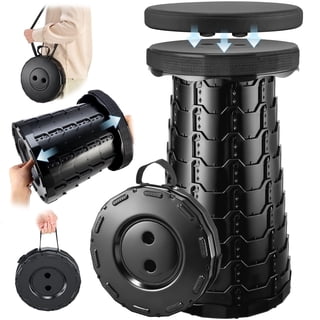 Ratrabas 2026 Upgraded Collapsible Stool with Cushion, Portable Heavy Duty for Adults, Outdoor Camping Travel Hiking Fishing, Adjustable Folding Footrest