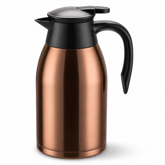 Ratrabas Thermal Coffee Carafe, 68 oz Stainless Steel Double Wall Insulated Coffee Pot for Hot Drinks, Home and Office, Gold Brown