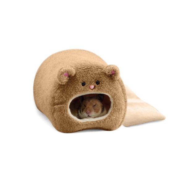 Rats Hamster Winter Warm Fleece Hanging Cage Hammock Cute Bear House with Bed Mat for Small Furry Animals