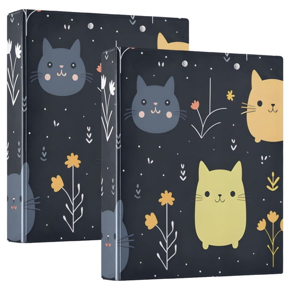 Rats Mouse Flowers Leaves Black 3 Ring Binders 1.5 inch Hardcover File Folders with Interior Pockets A4 Size Organizer for School Office Hospital