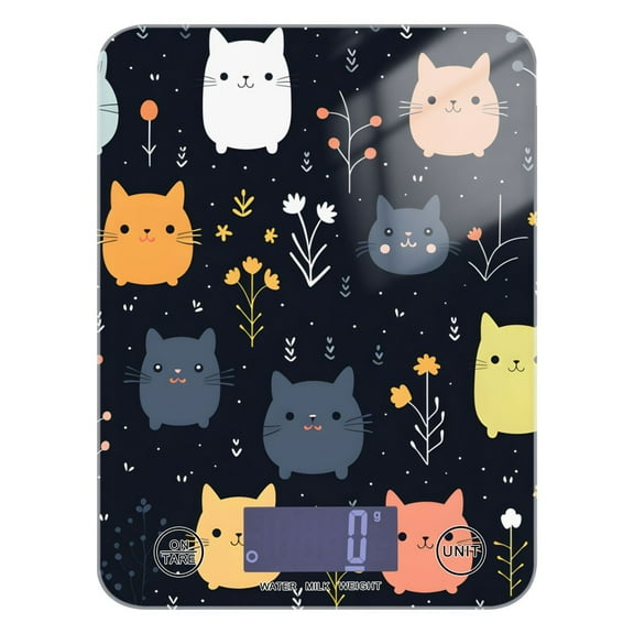 Rats Mouse Flowers Leaves Black Food Scale Digital Kitchen Scale Waterproof Tempered Glass Tare Function 11 lb for Baking Cooking Meal Prep