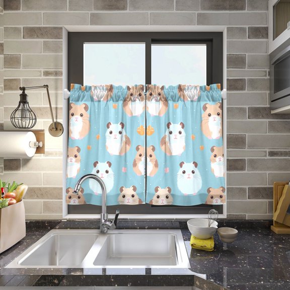Rats Mouse Kitchen Curtains Half Tier Curtain 2 Rod Pockets Bathroom Bedroom Cupborad Living Room 27"x24"
