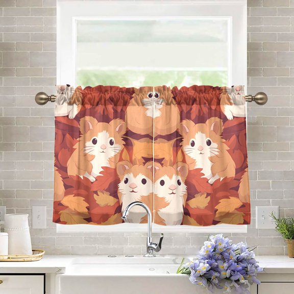 Rats Mouse Leaves Kitchen Curtains Half Tier Curtain 2 Rod Pockets Bathroom Bedroom Cupborad Living Room 27"x36"