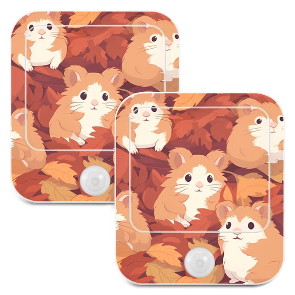 Rats Mouse Leaves Night Lights Plug into Wall LED with Auto Light Sensor Warm Light for Kids Hallway Bedroom Living Room Kitchen Bathroom Set of 2