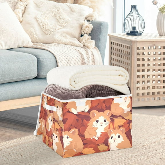 Rats Mouse Leaves Storage Basket Foldable Laundry Basket Shelf Kids Toy Storage Container Organizer with Handles